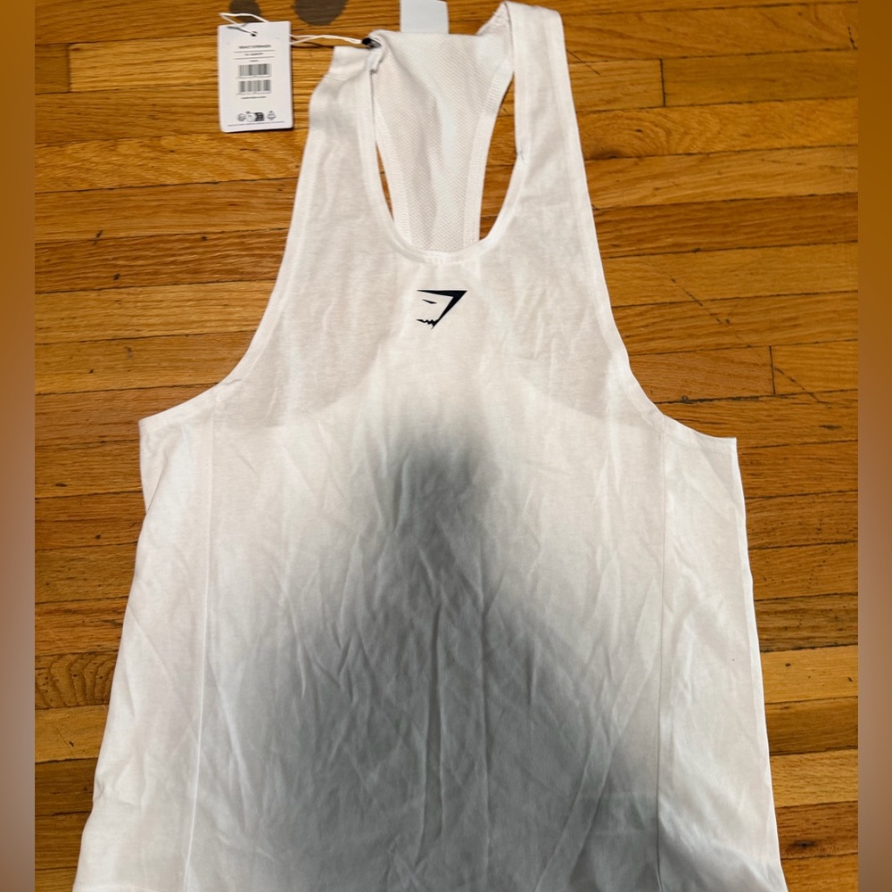 Gymshark White Racerback Tank with Gradient Detail Mens Medium NEW